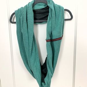 Stolen Sunday Teal and grey striped infinity scarf